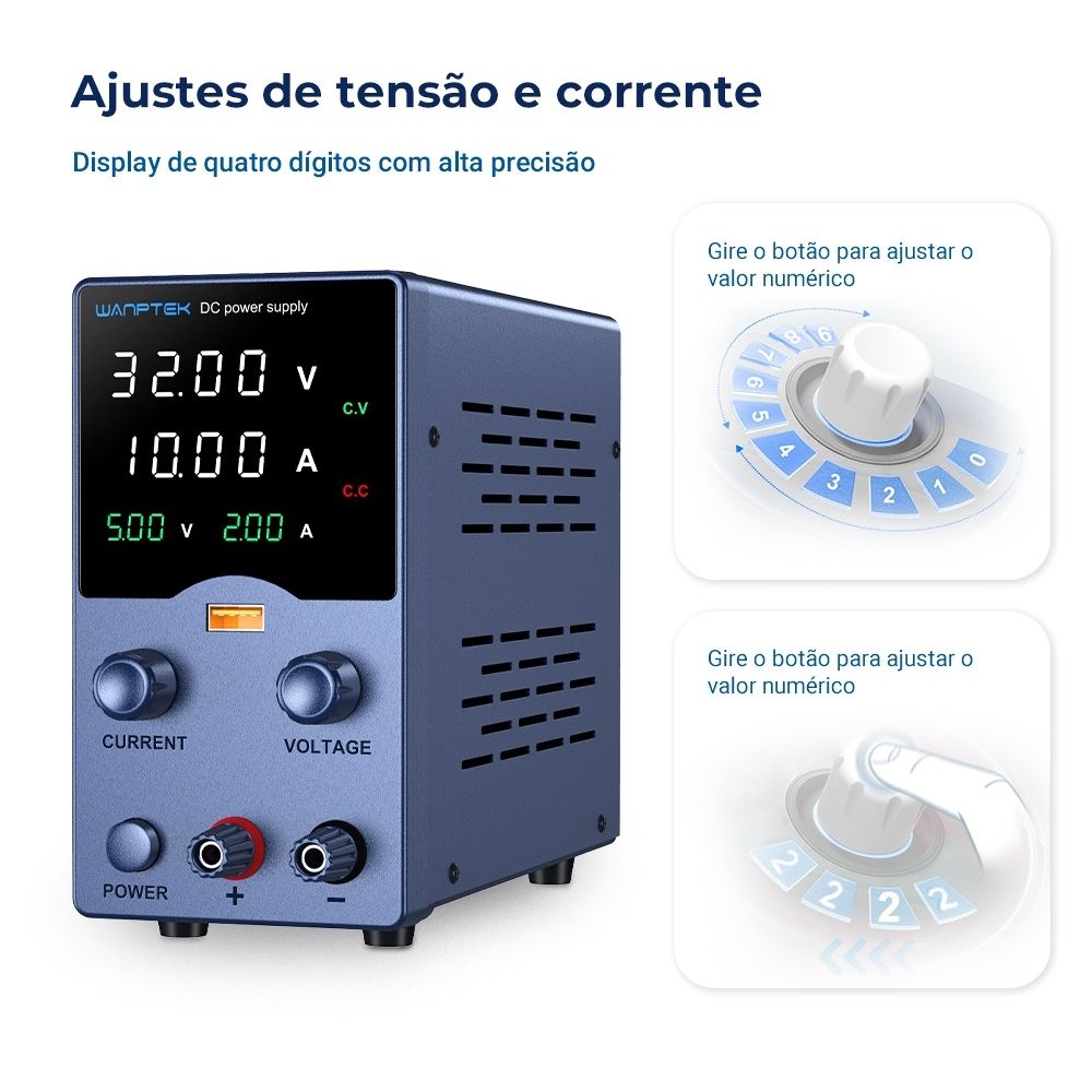 Fonte de Bancada Wanptek GA3010 32V 10A 320W Azul