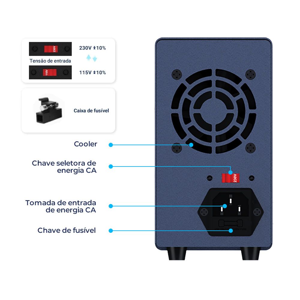 Fonte de Bancada Wanptek GA3010 32V 10A 320W Azul