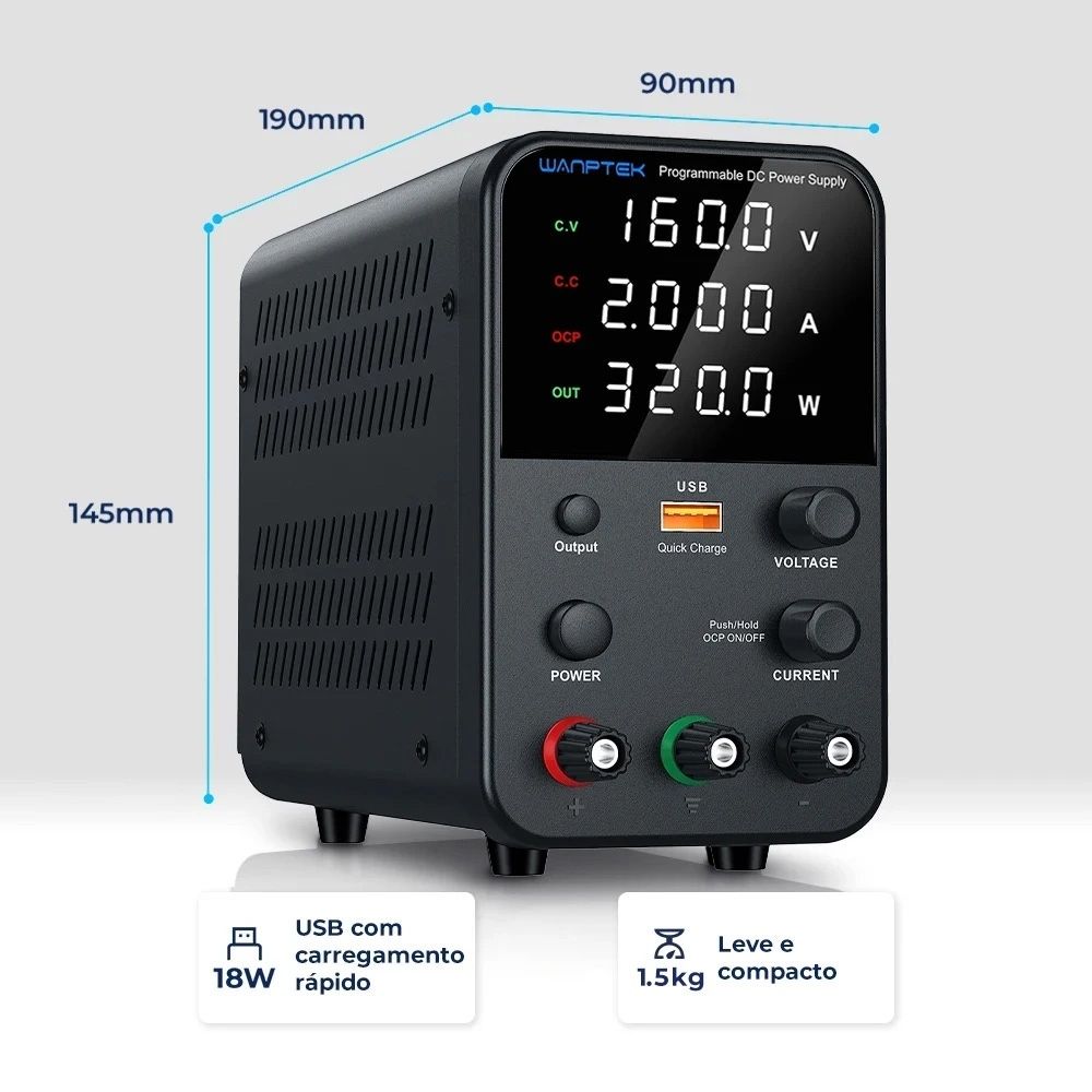 Fonte de Bancada Wanptek WPS1602H 160V 2A 320W