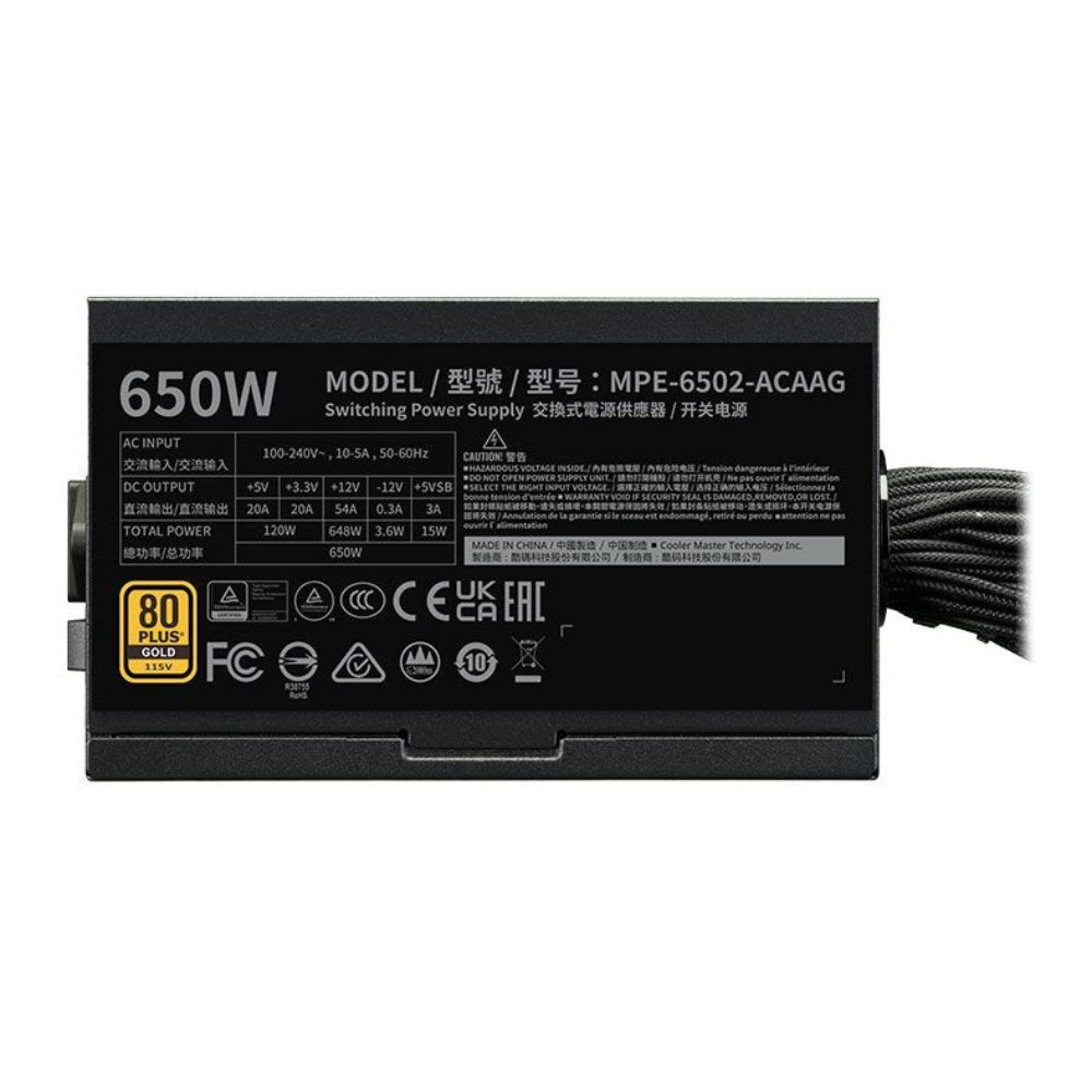 Fonte Cooler Master MWE V3 Gold 650W ATX 3.1 80 Plus MPE-6502-ACAAG-3BBR