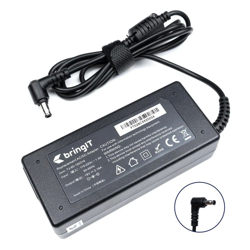 Fonte Carregador para Notebook Samsung Np Series NP-R440-JD03BR 19V 3.16A 60W 5.5mm x 3.0mm