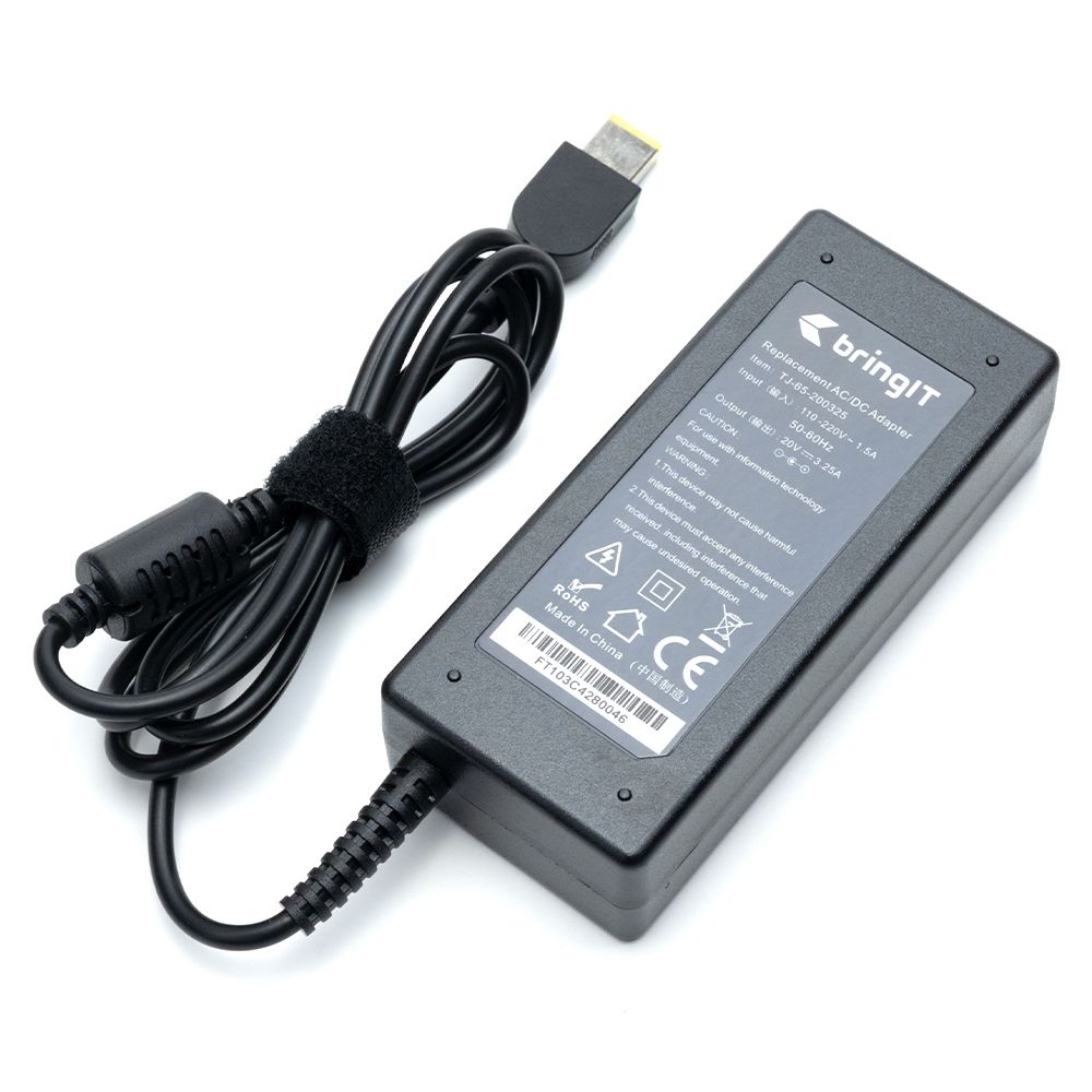 Fonte Carregador para Notebook Lenovo Ideapad V310-14ISK 20V 3.25A 65W Retangular com agulha
