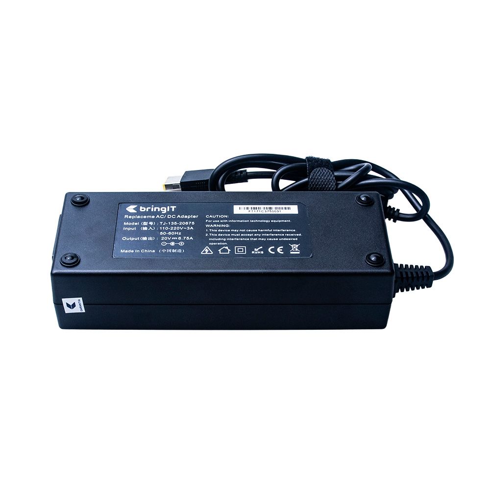 Fonte Carregador para Notebook Lenovo Thinkpad T15P 20V 6.75A 135W Retangular com agulha proteção reforçada e garantia de 36 meses