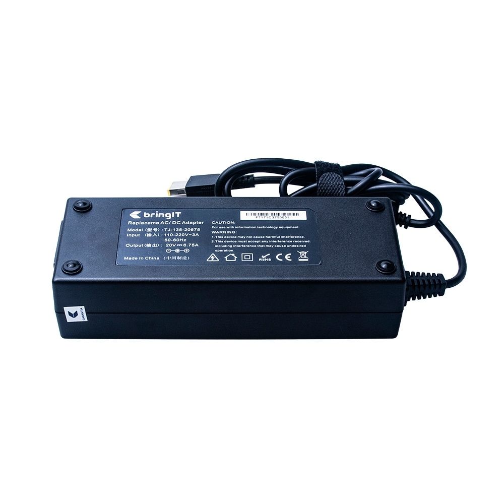 Fonte Carregador para notebook Lenovo Thinkcentre M70Q-11DW, 20 V 6.75 A 135 W Retangular com agulha, proteção reforçada e garantia de 36 meses.