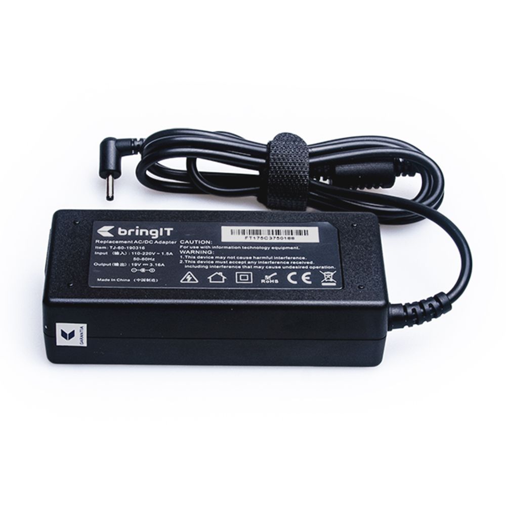 Fonte Carregador para Notebook Samsung Galaxy Book NP550XDA-KF1BR 19V 3.16A 60W 3.0mm x 1.1mm proteção reforçada e garantia de 36 meses