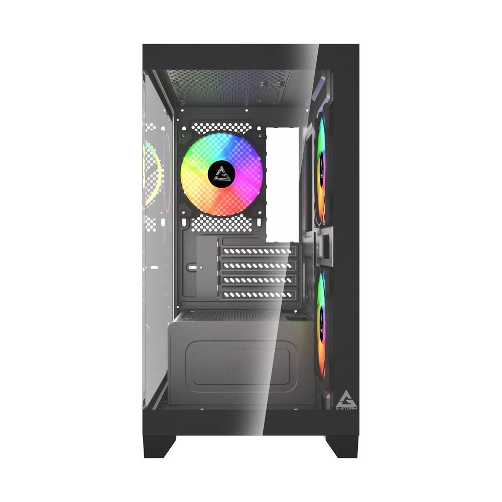 Gabinete Gamer GStorm Raider Micro ATX ITX 3 Fans Rainbow Vidro Temperado Preto