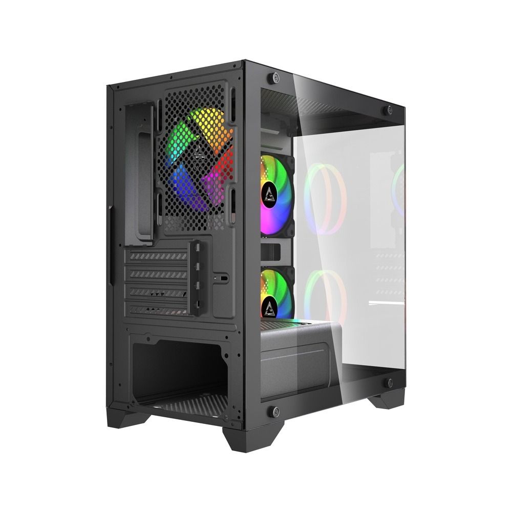 Gabinete Gamer GStorm Raider Micro ATX ITX 3 Fans Rainbow Vidro Temperado Preto