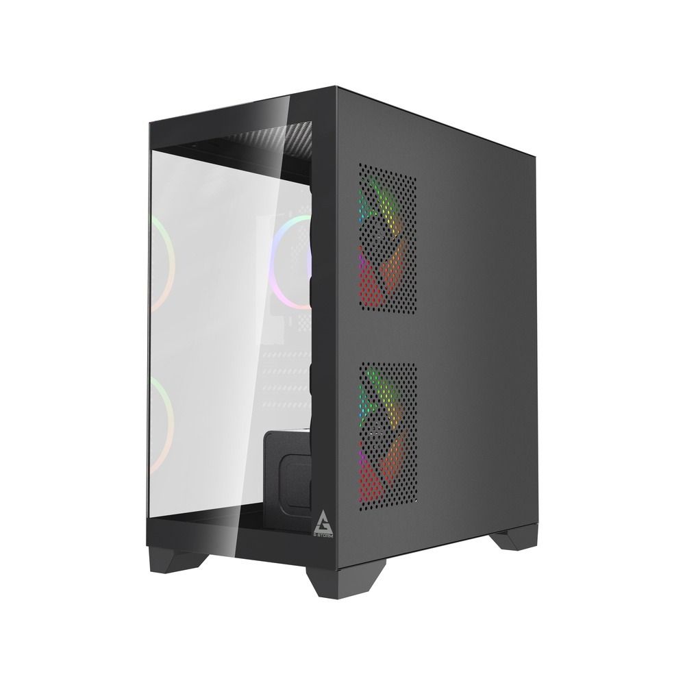 Gabinete Gamer GStorm Raider Micro ATX ITX 3 Fans Rainbow Vidro Temperado Preto