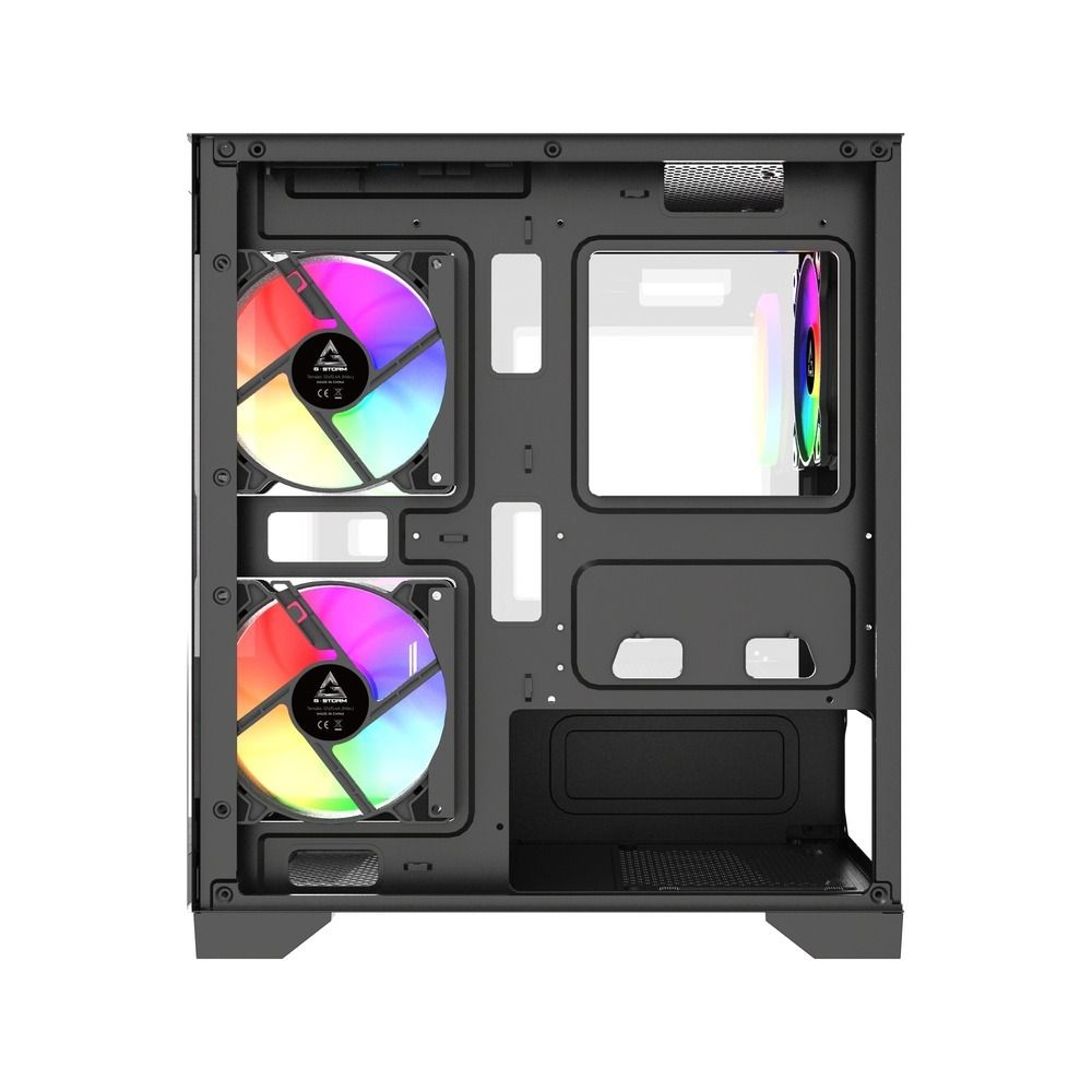 Gabinete Gamer GStorm Raider Micro ATX ITX 3 Fans Rainbow Vidro Temperado Preto