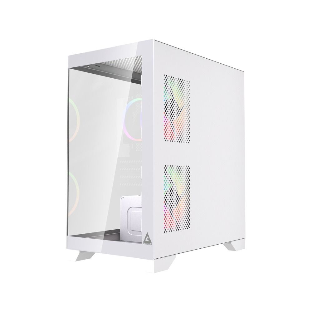 Gabinete Gamer GStorm Raider Micro ATX ITX 3 Fans Rainbow Vidro Temperado Branco