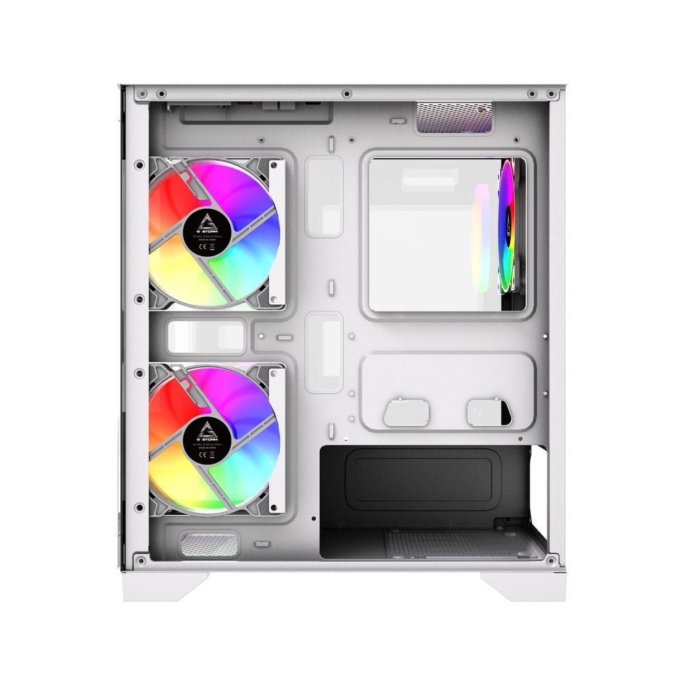 Gabinete Gamer GStorm Raider Micro ATX ITX 3 Fans Rainbow Vidro Temperado Branco