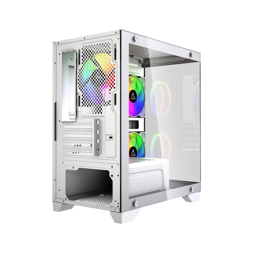 Gabinete Gamer GStorm Raider Micro ATX ITX 3 Fans Rainbow Vidro Temperado Branco