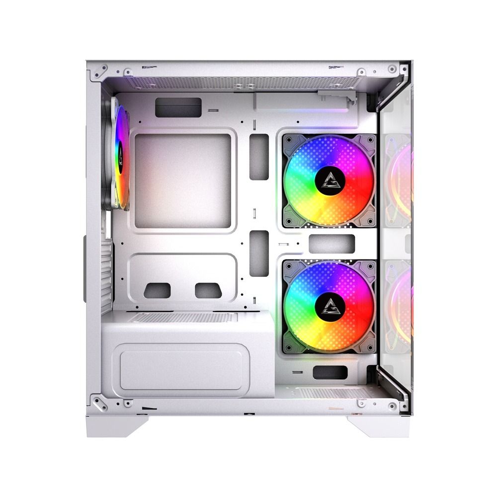 Gabinete Gamer GStorm Raider Micro ATX ITX 3 Fans Rainbow Vidro Temperado Branco