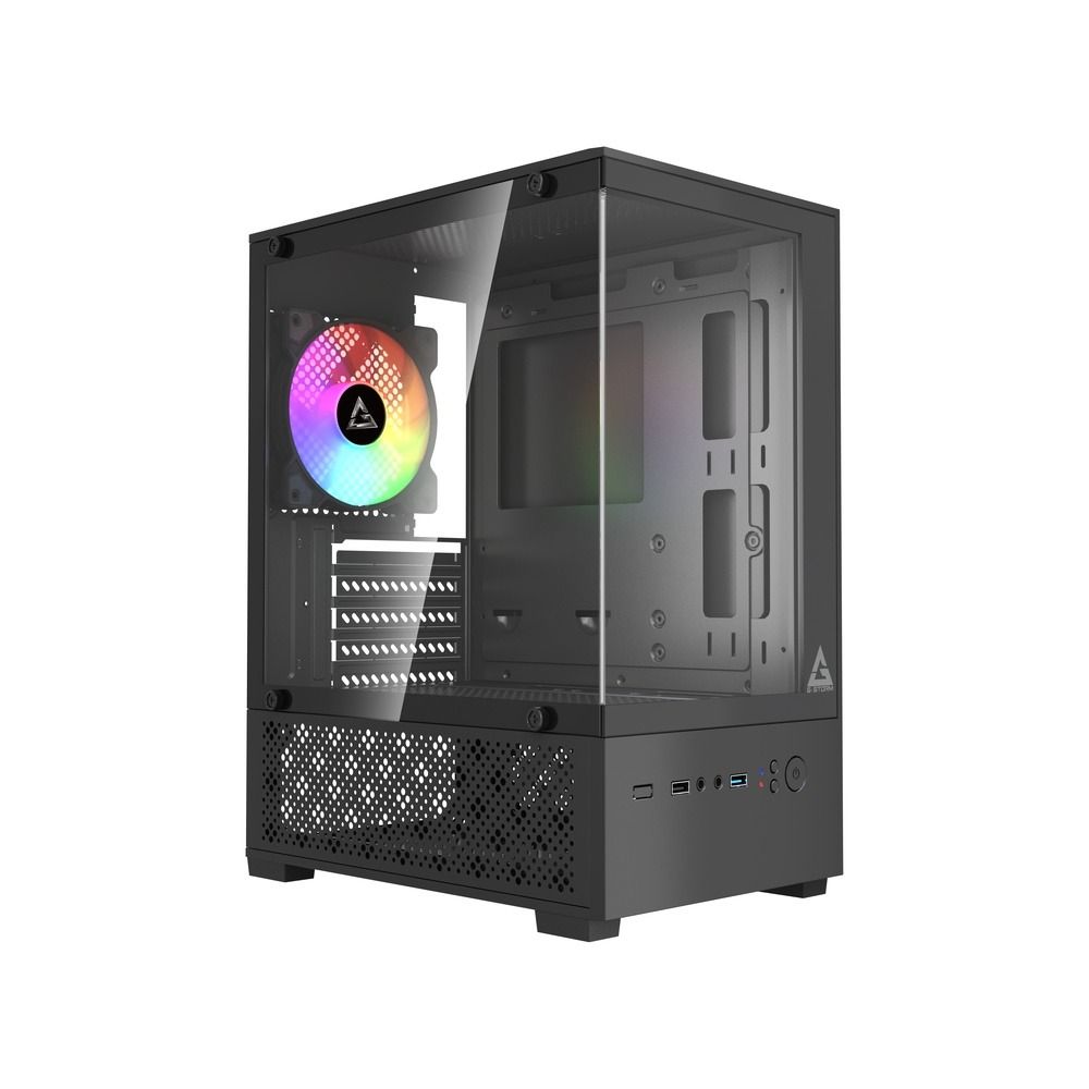Gabinete Gamer GStorm Sentinel Micro ATX ITX 1 Fan Rainbow Vidro Temperado Preto