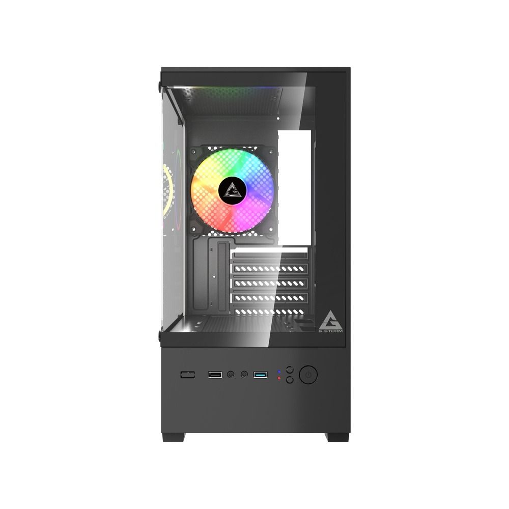 Gabinete Gamer GStorm Sentinel Micro ATX ITX 1 Fan Rainbow Vidro Temperado Preto