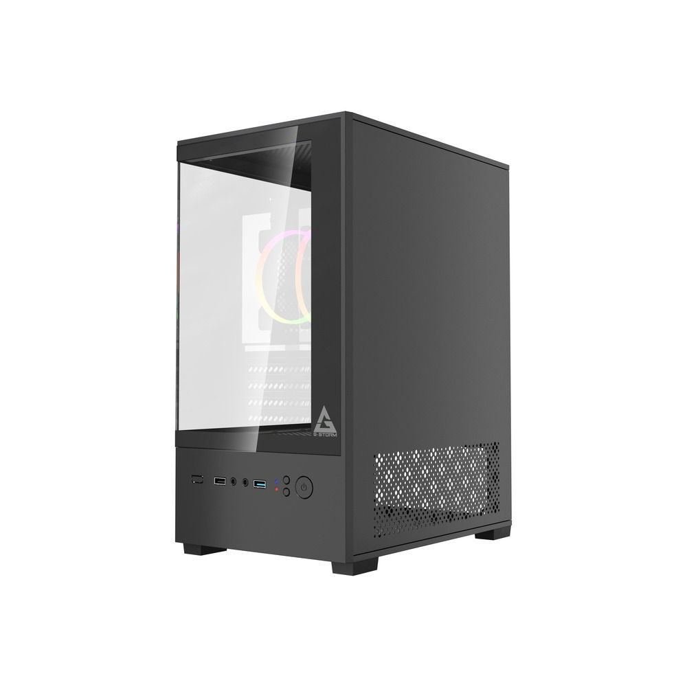 Gabinete Gamer GStorm Sentinel Micro ATX ITX 1 Fan Rainbow Vidro Temperado Preto