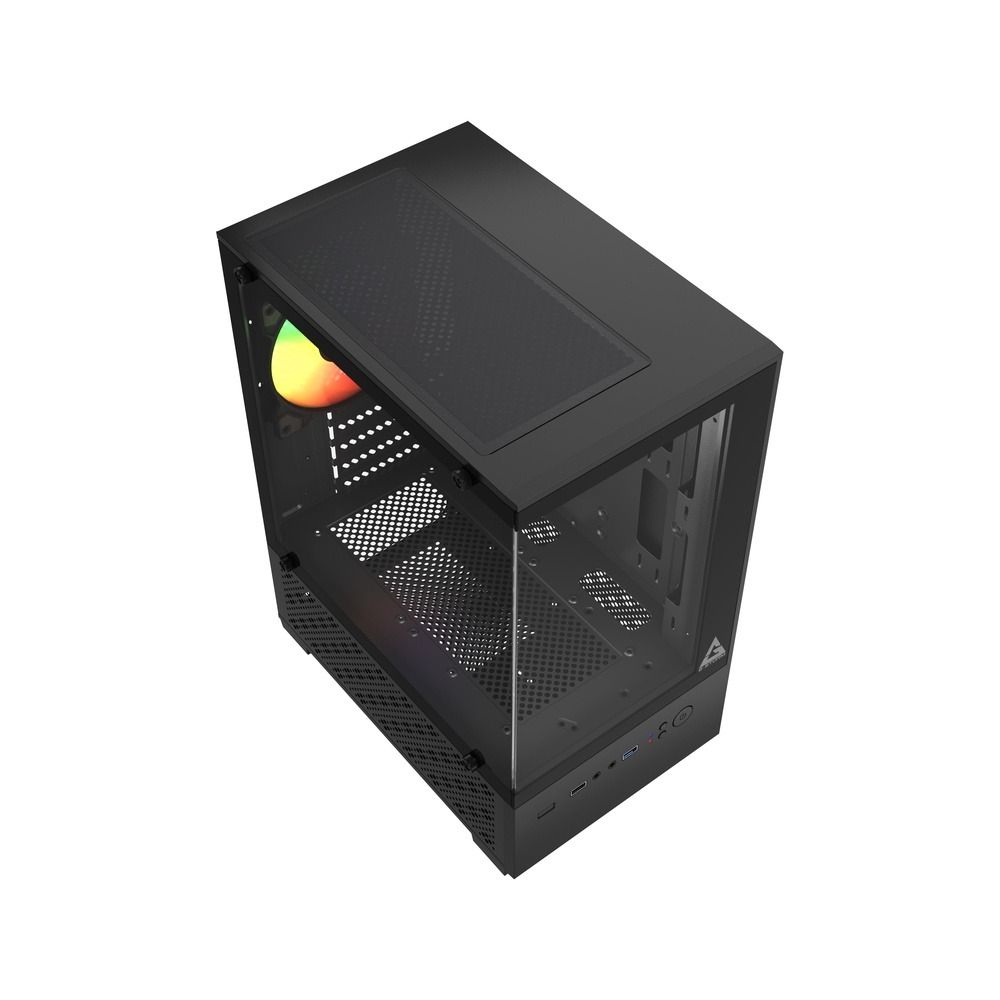Gabinete Gamer GStorm Sentinel Micro ATX ITX 1 Fan Rainbow Vidro Temperado Preto