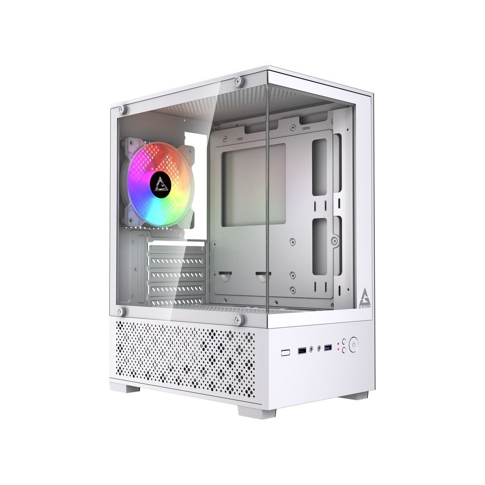 Gabinete Gamer GStorm Sentinel Micro ATX ITX 1 Fan Rainbow Vidro Temperado Branco