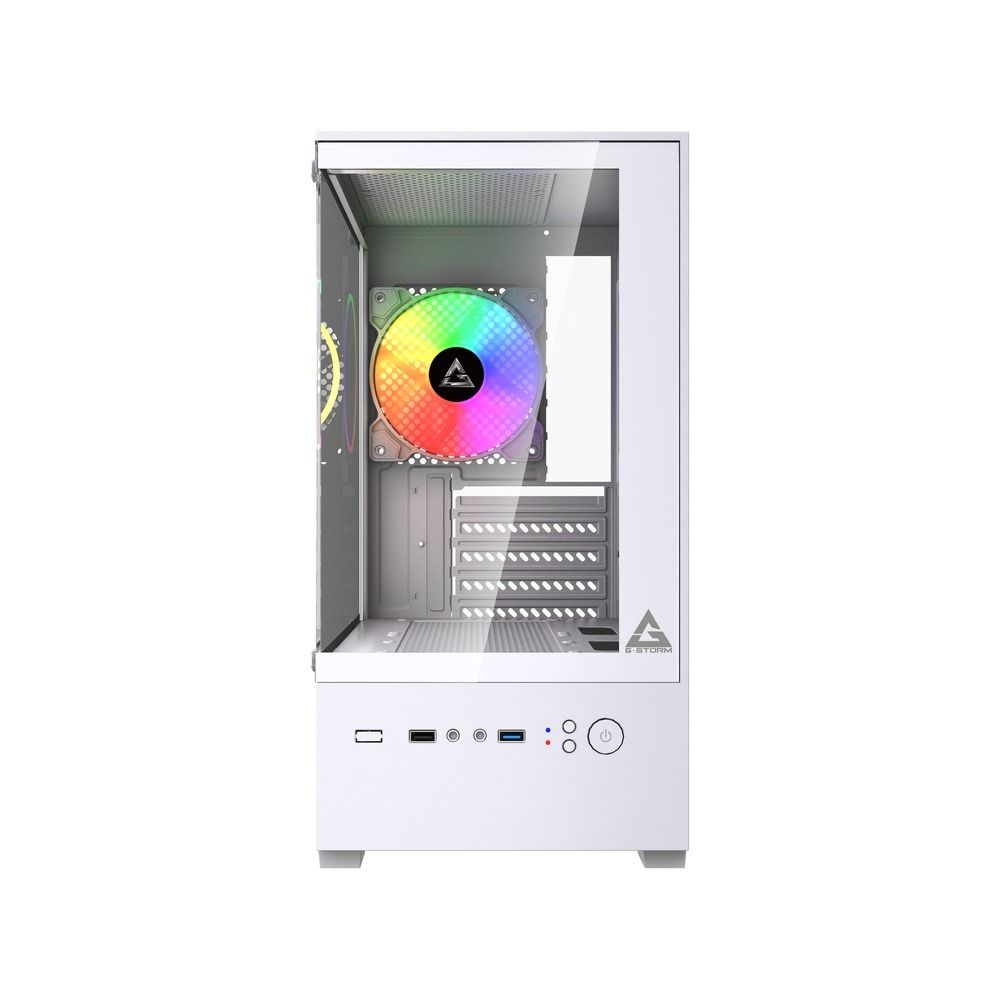 Gabinete Gamer GStorm Sentinel Micro ATX ITX 1 Fan Rainbow Vidro Temperado Branco