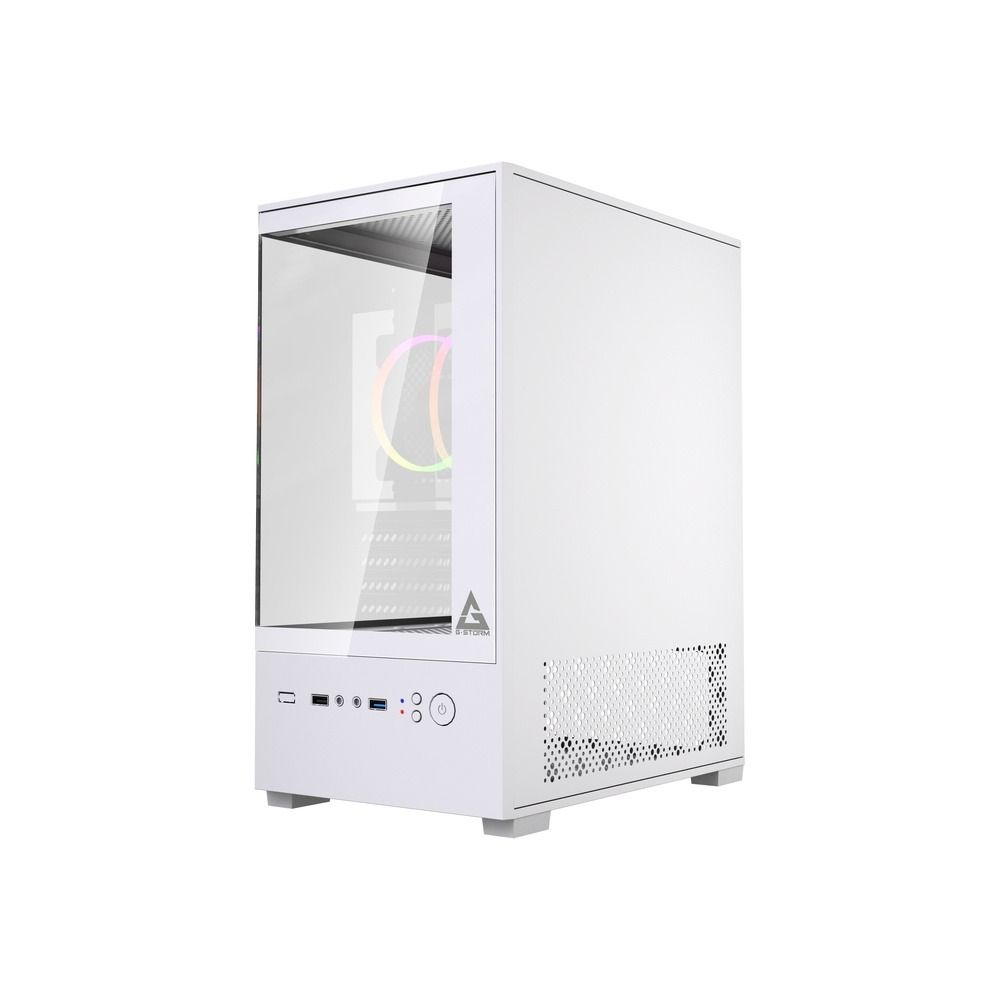 Gabinete Gamer GStorm Sentinel Micro ATX ITX 1 Fan Rainbow Vidro Temperado Branco