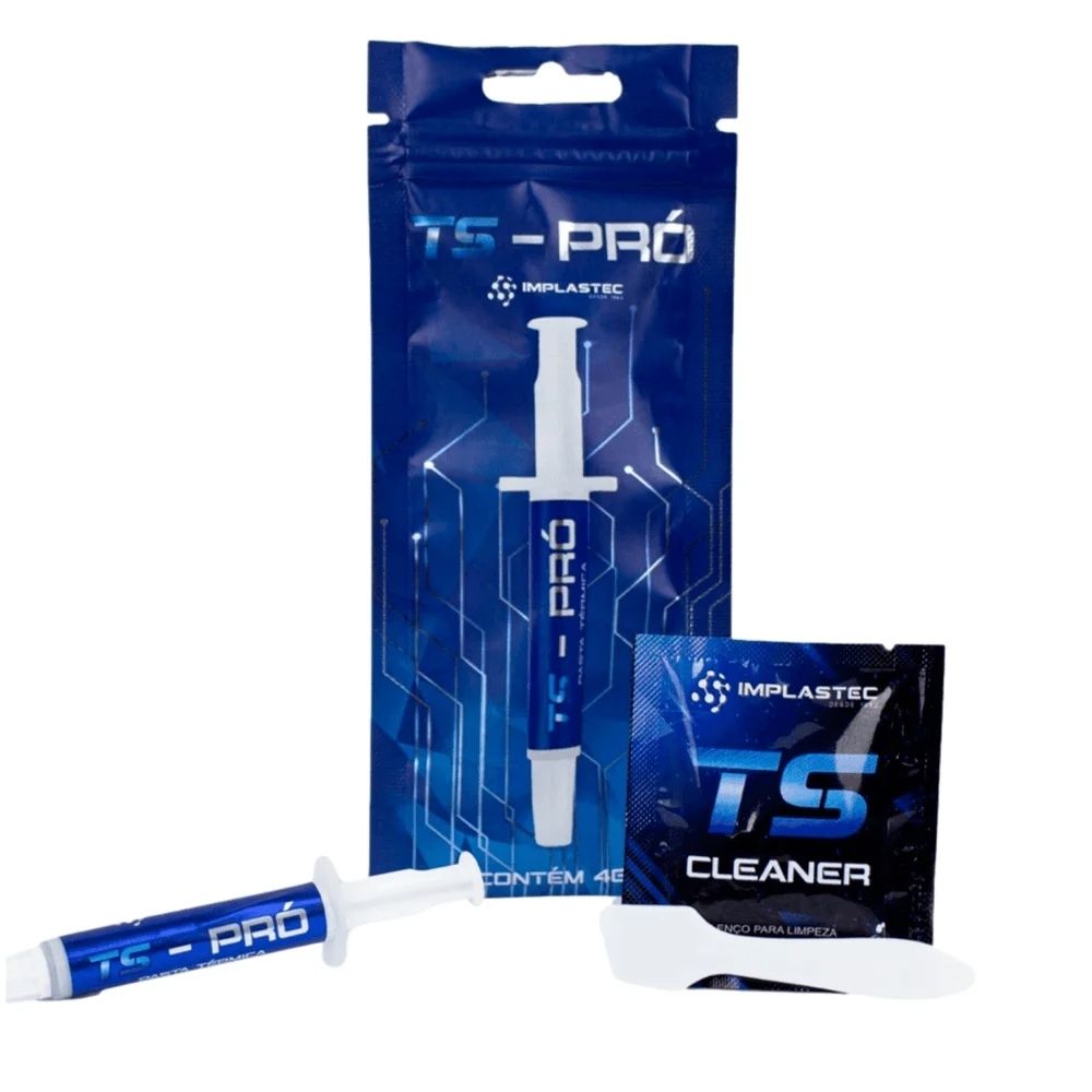 Pasta Térmica Implastec Ts Pro 4g, Espátula + Sachê Cleaner Cor Cinza