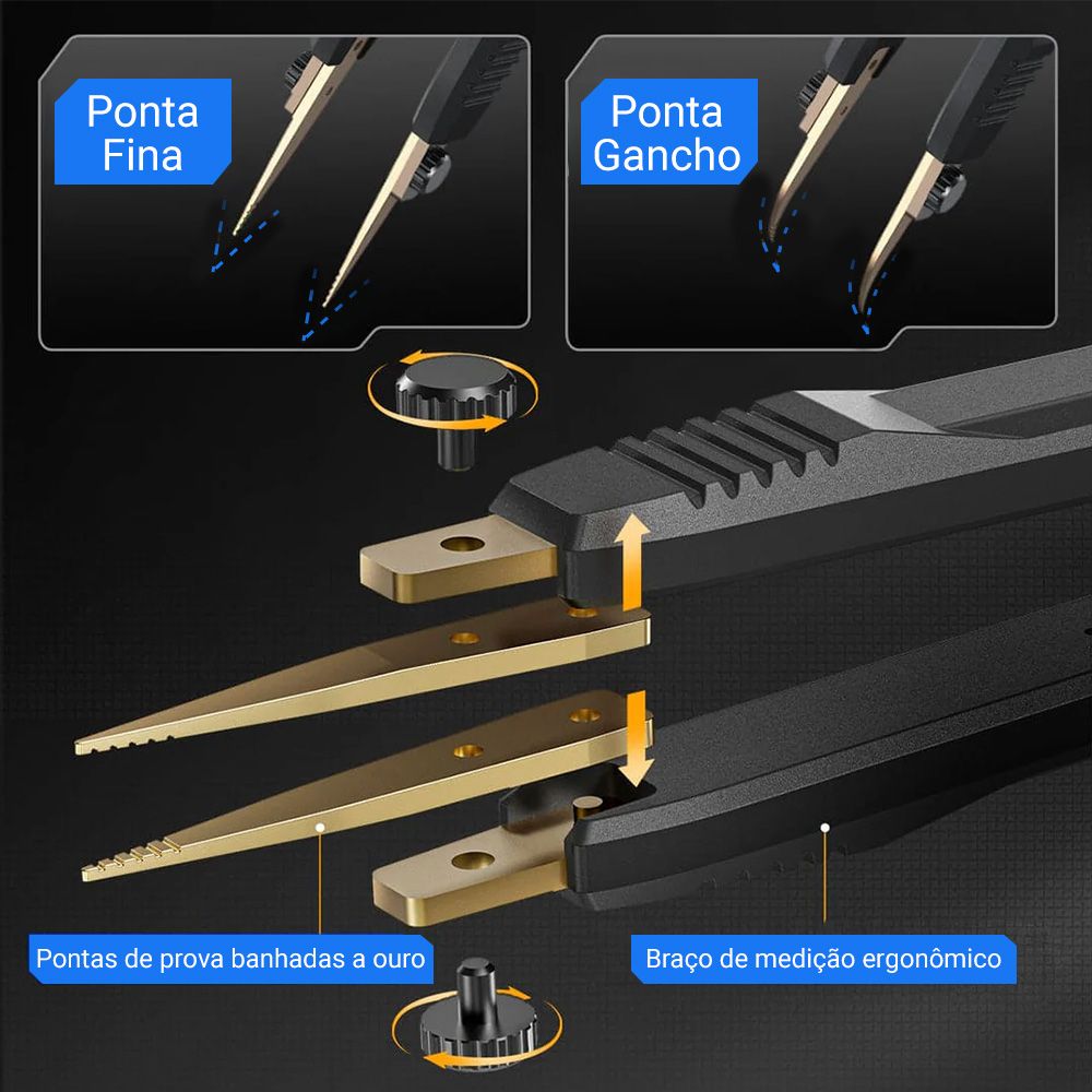 Pinça Medidora para Resistência Capacitância e Indutância FNIRSI LCR-ST1
