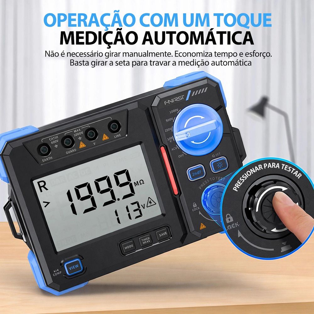 Megômetro FNIRSI MRT-1050 Testador de Resistência de Isolamento