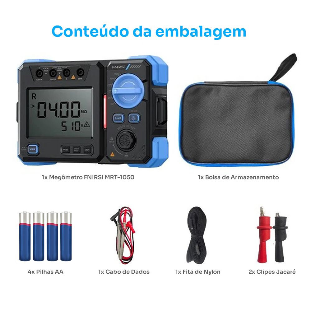 Megômetro FNIRSI MRT-1050 Testador de Resistência de Isolamento