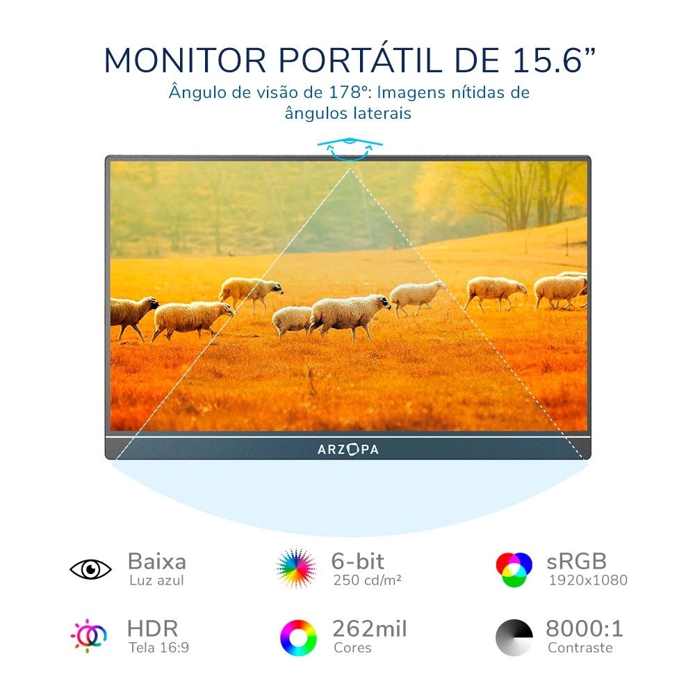 Monitor Portátil Arzopa A1 Gamut 15.6" FHD 1080P 60Hz