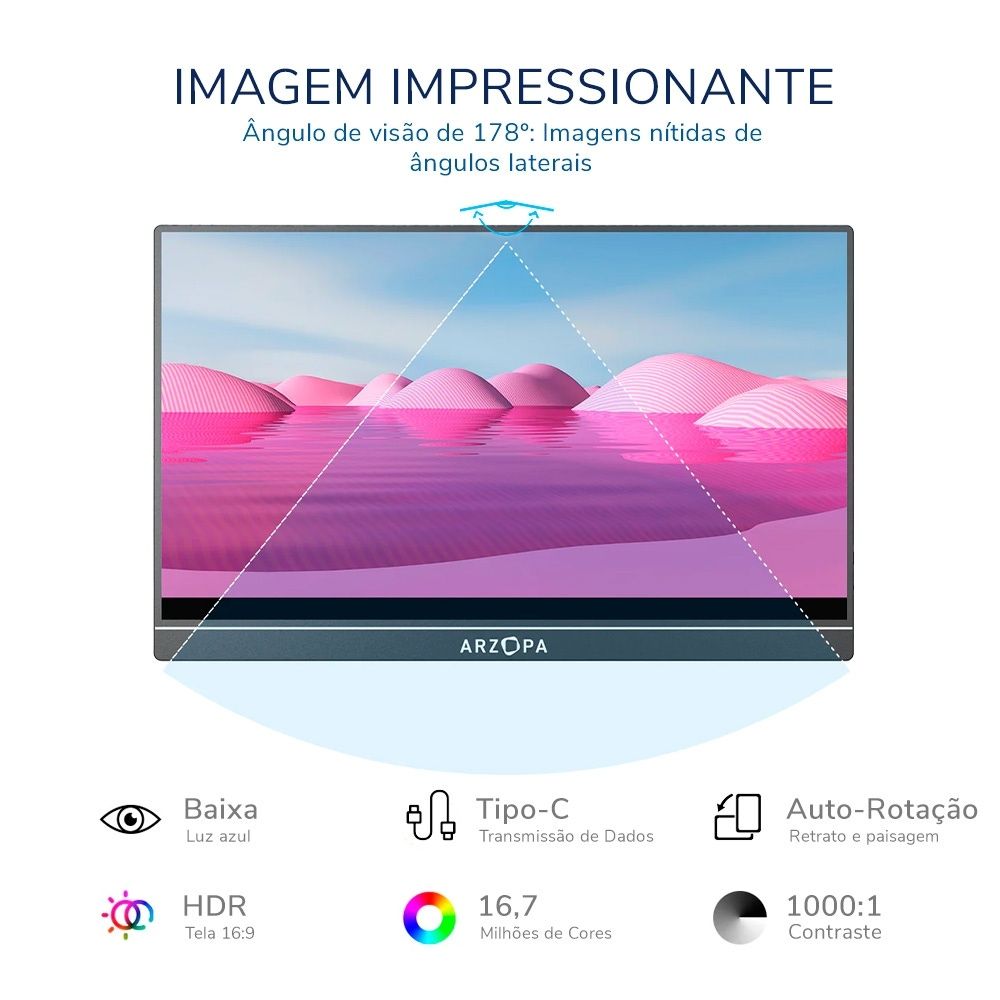 Monitor Portátil Arzopa A1 Gamut 14" FHD 1080P 60Hz