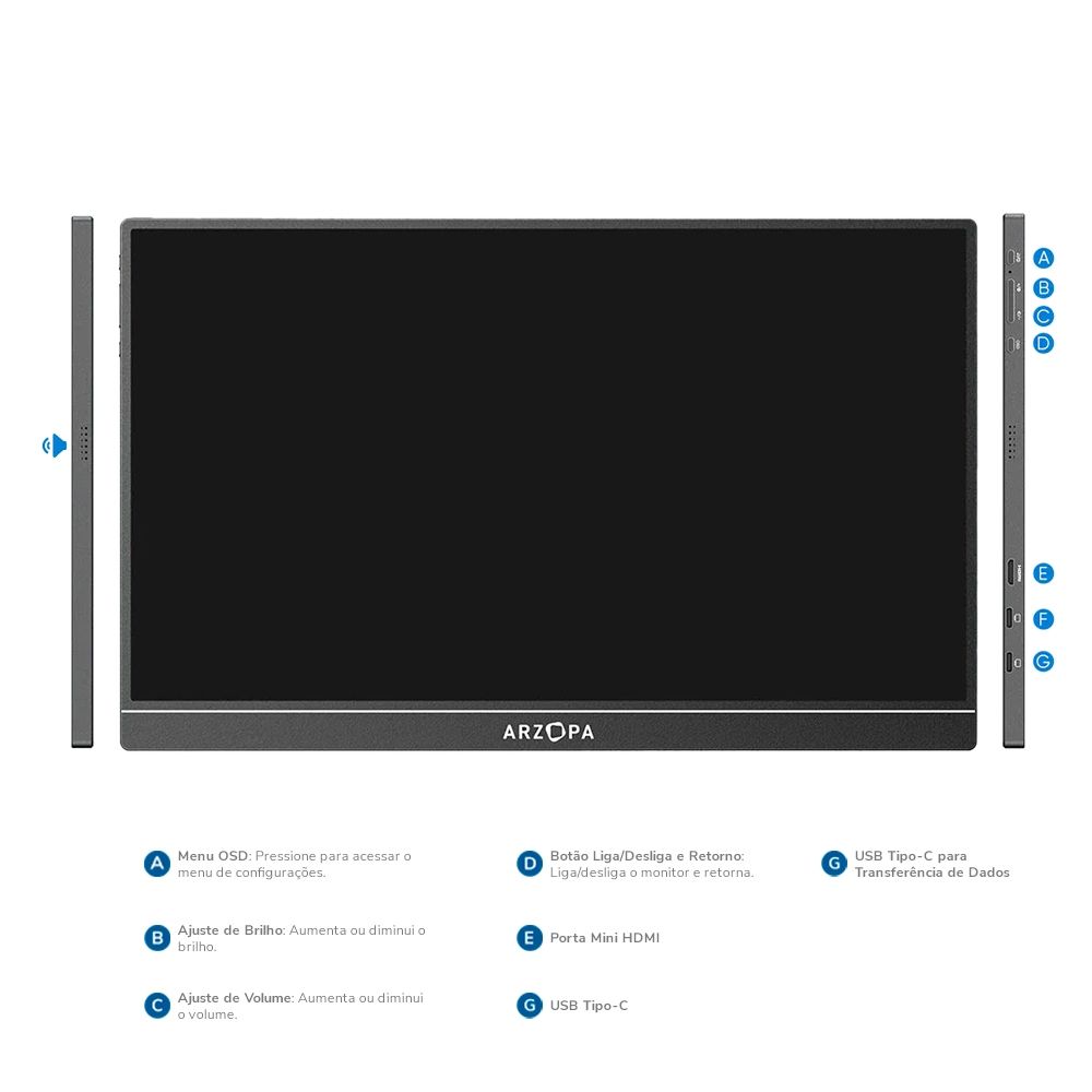Monitor Portátil Arzopa S1 Table 15.6" FHD 1080P 60Hz