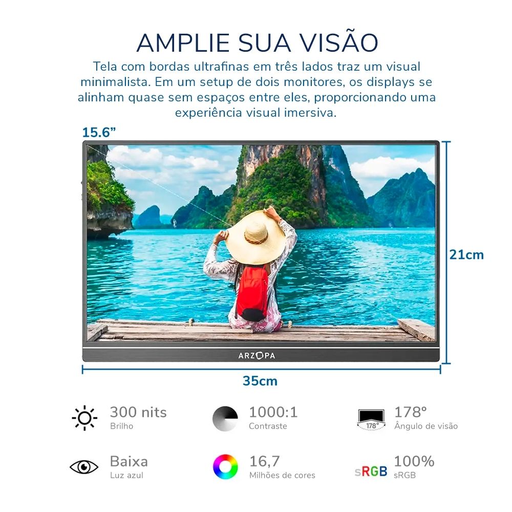 Monitor Portátil Arzopa S1 Table 15.6" FHD 1080P 60Hz