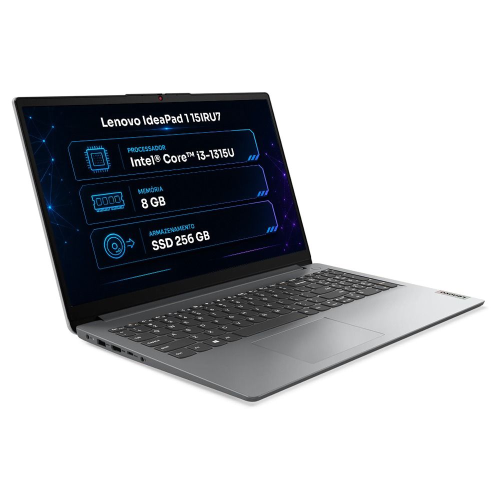 Notebook Lenovo Ideapad 1 15IRU7 Intel Core i3-1315U SSD 256GB 8GB Windows 11 15.6"