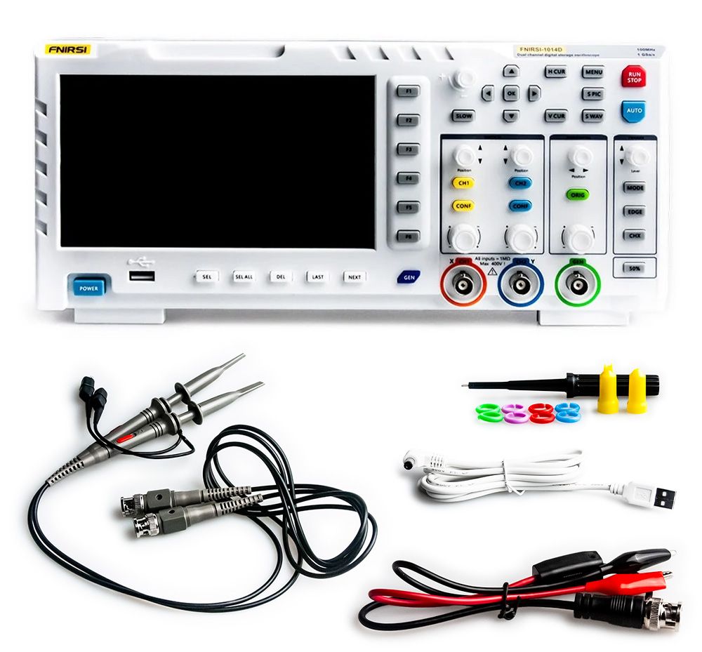 Osciloscópio Digital de Bancada FNIRSI 1014D 100MHz com Gerador de Sinais
