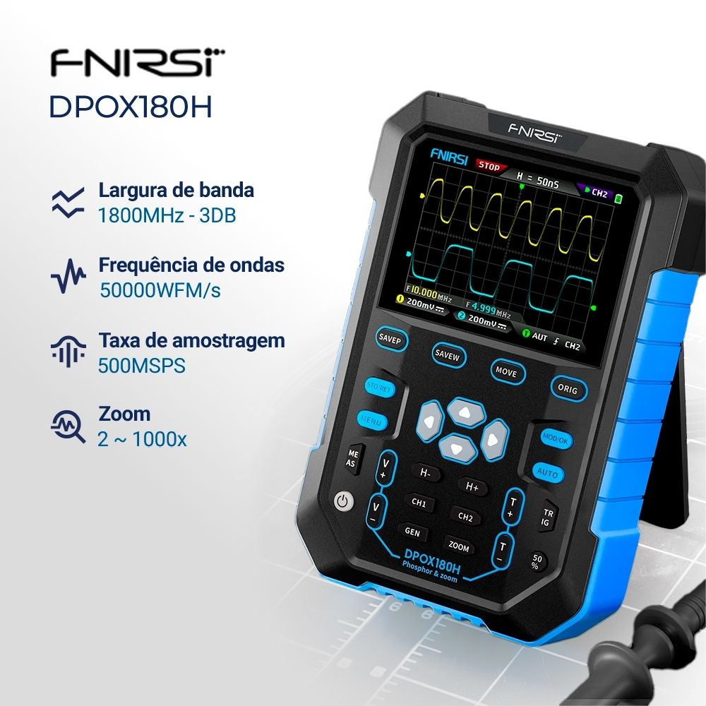 Osciloscópio Digital FNIRSI Portátil DPOX180H Azul