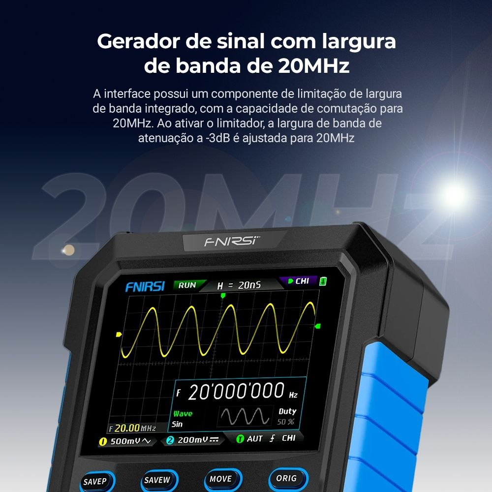 Osciloscópio Digital FNIRSI Portátil DPOX180H Azul