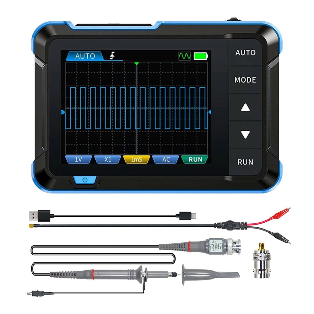 Osciloscópio Digital FNIRSI DSO153 de alta precisão com interfaces de diagnóstico com cabos USB e acessórios