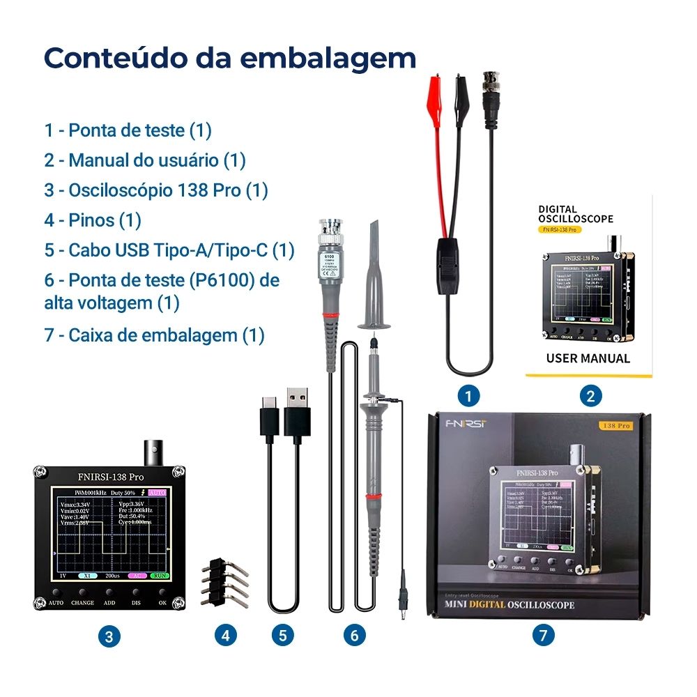 Osciloscópio Digital FNIRSI Portátil 138PR-4