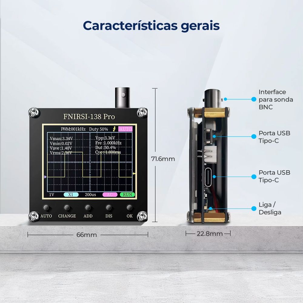 Osciloscópio Digital FNIRSI Portátil 138PR-4