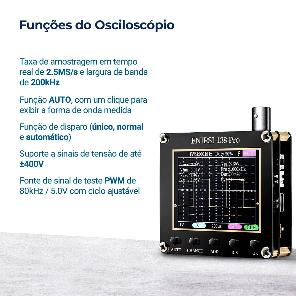 Osciloscópio Digital FNIRSI Portátil 138PR-4