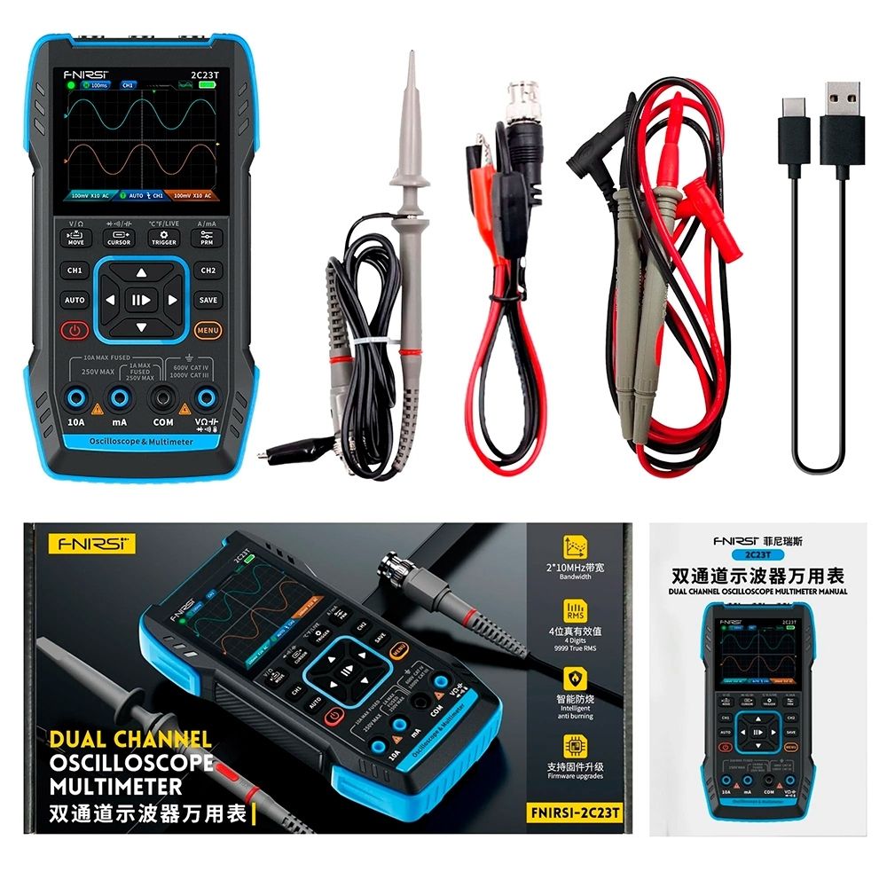 Mini Osciloscópio Digital FNIRSI 2C23T Portátil