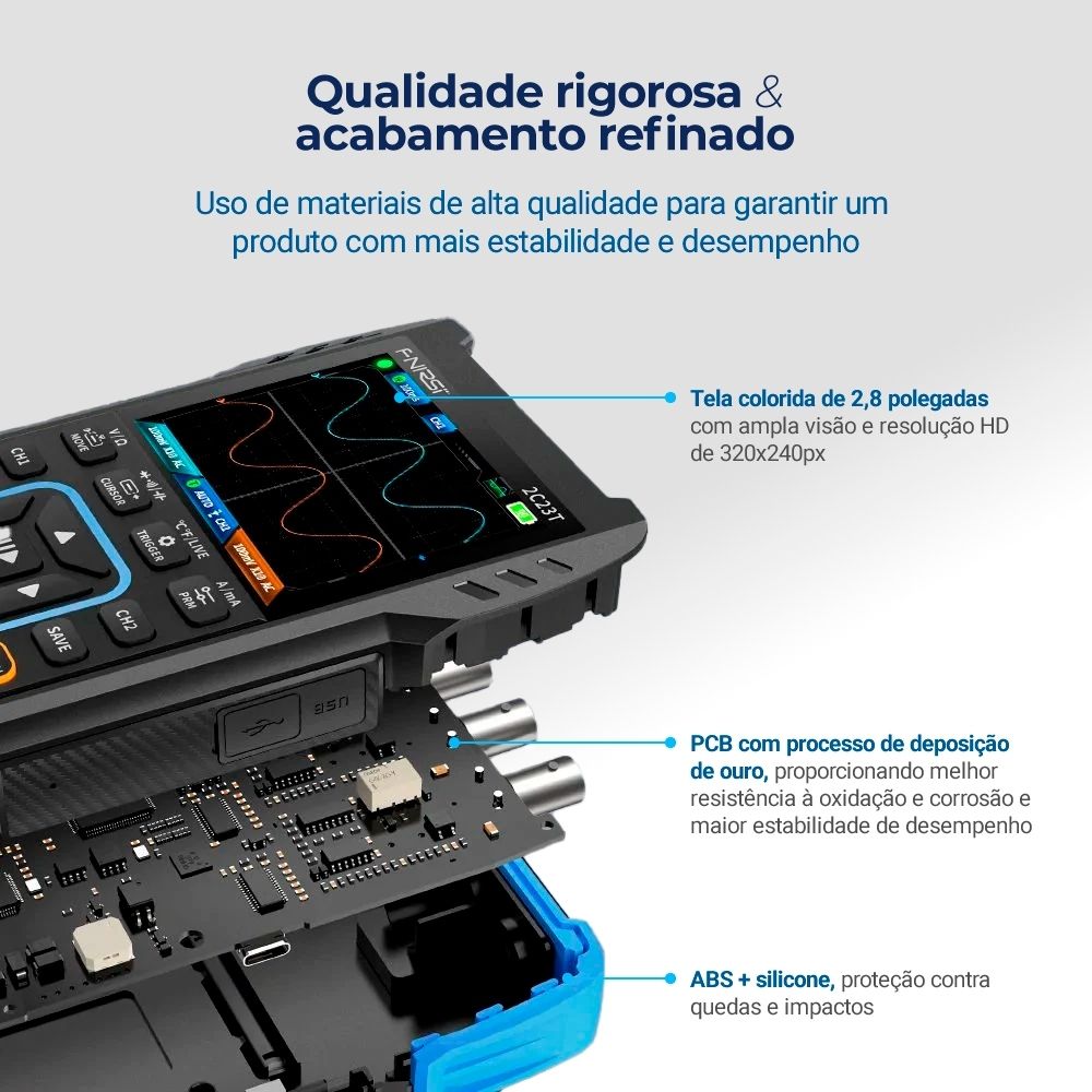Mini Osciloscópio Digital FNIRSI 2C23T Portátil