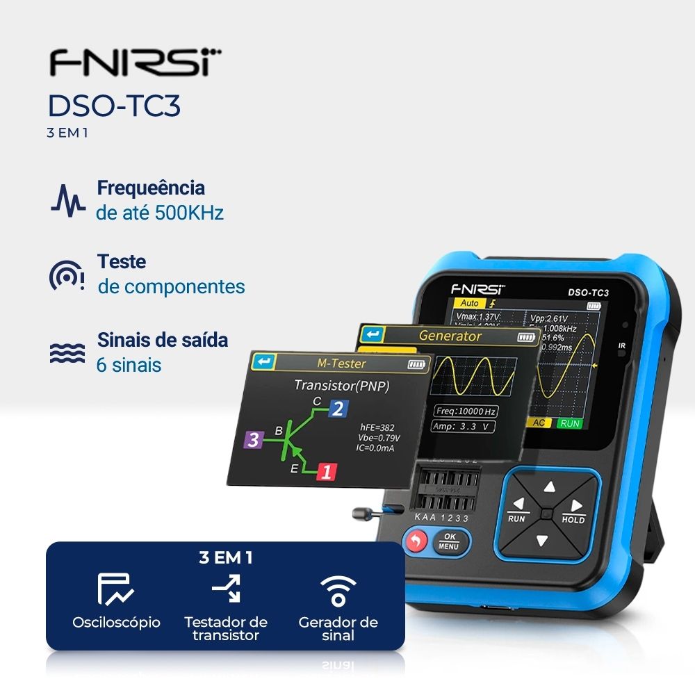 Mini Osciloscópio Digital FNIRSI DSO-TC3 Portátil