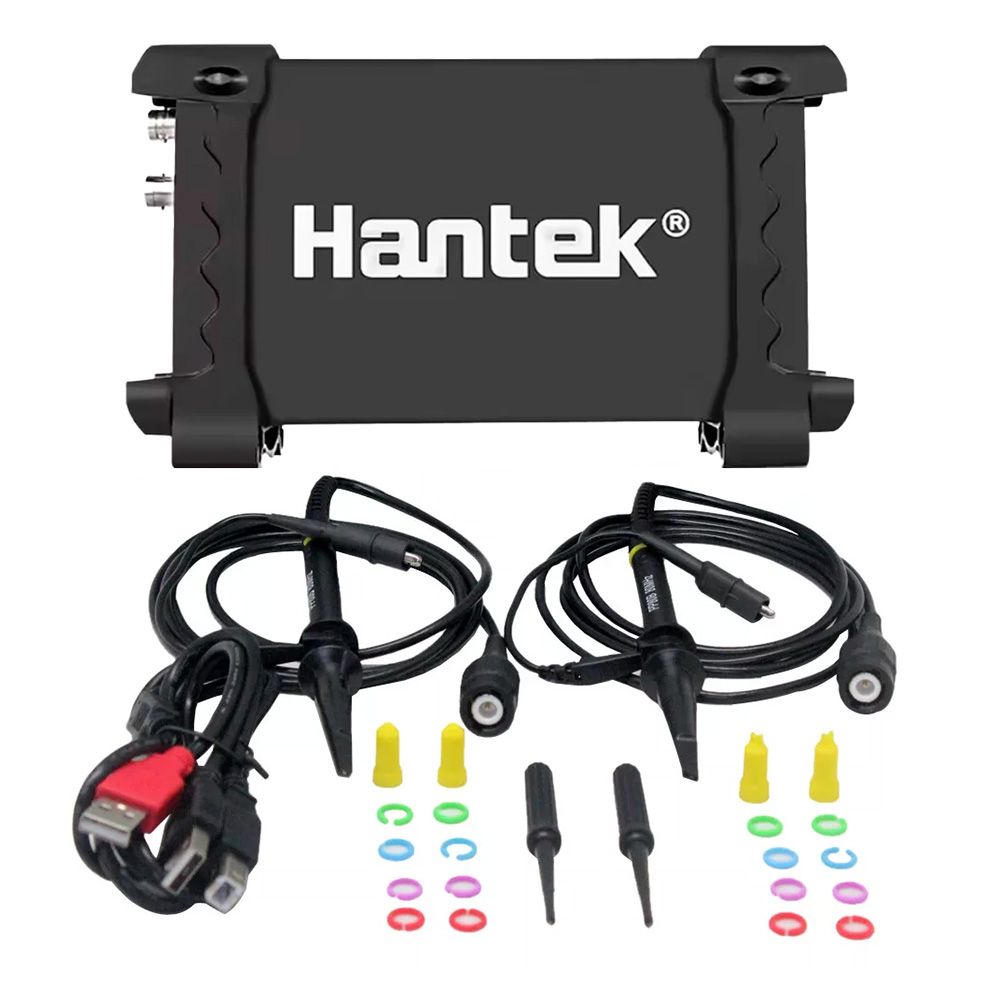 Osciloscópio Digital Hantek 6022BE de alta precisão com interfaces de diagnóstico com cabos USB e acessórios