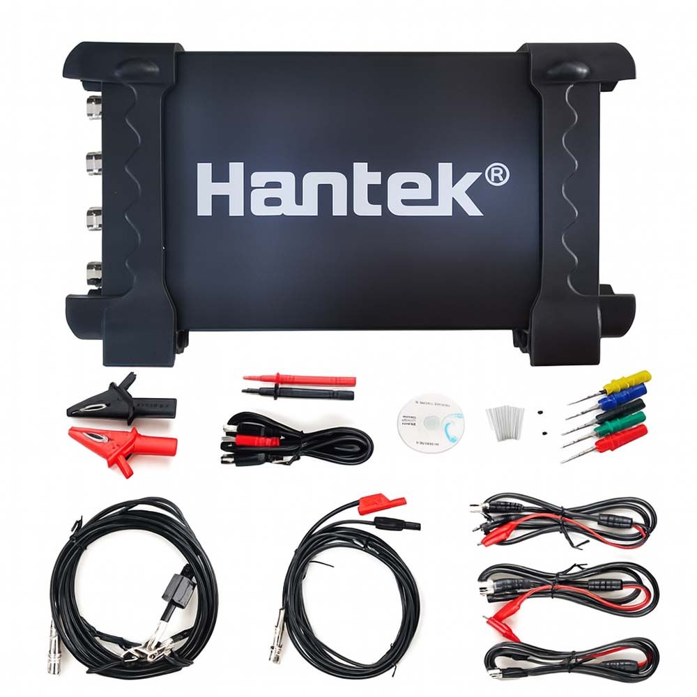 Osciloscópio Digital Hantek 6074BE de alta precisão com interfaces de diagnóstico com cabos USB e acessórios