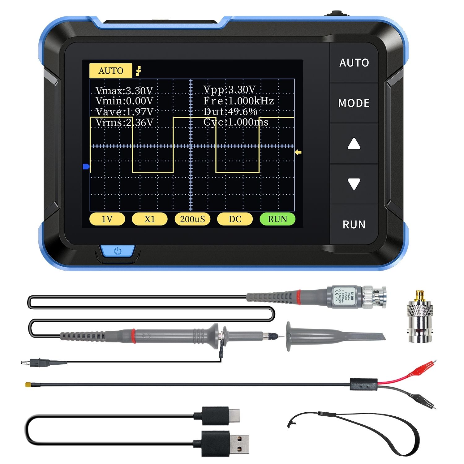 Mini Osciloscópio Digital FNIRSI DSO152 200 KHz Portátil