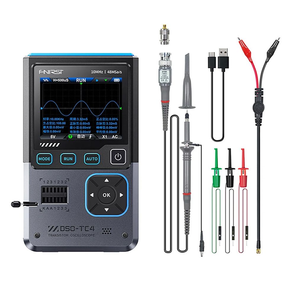 Mini Osciloscópio Digital 3 em 1 com Teste de Componentes FNIRSI DSO-TC4