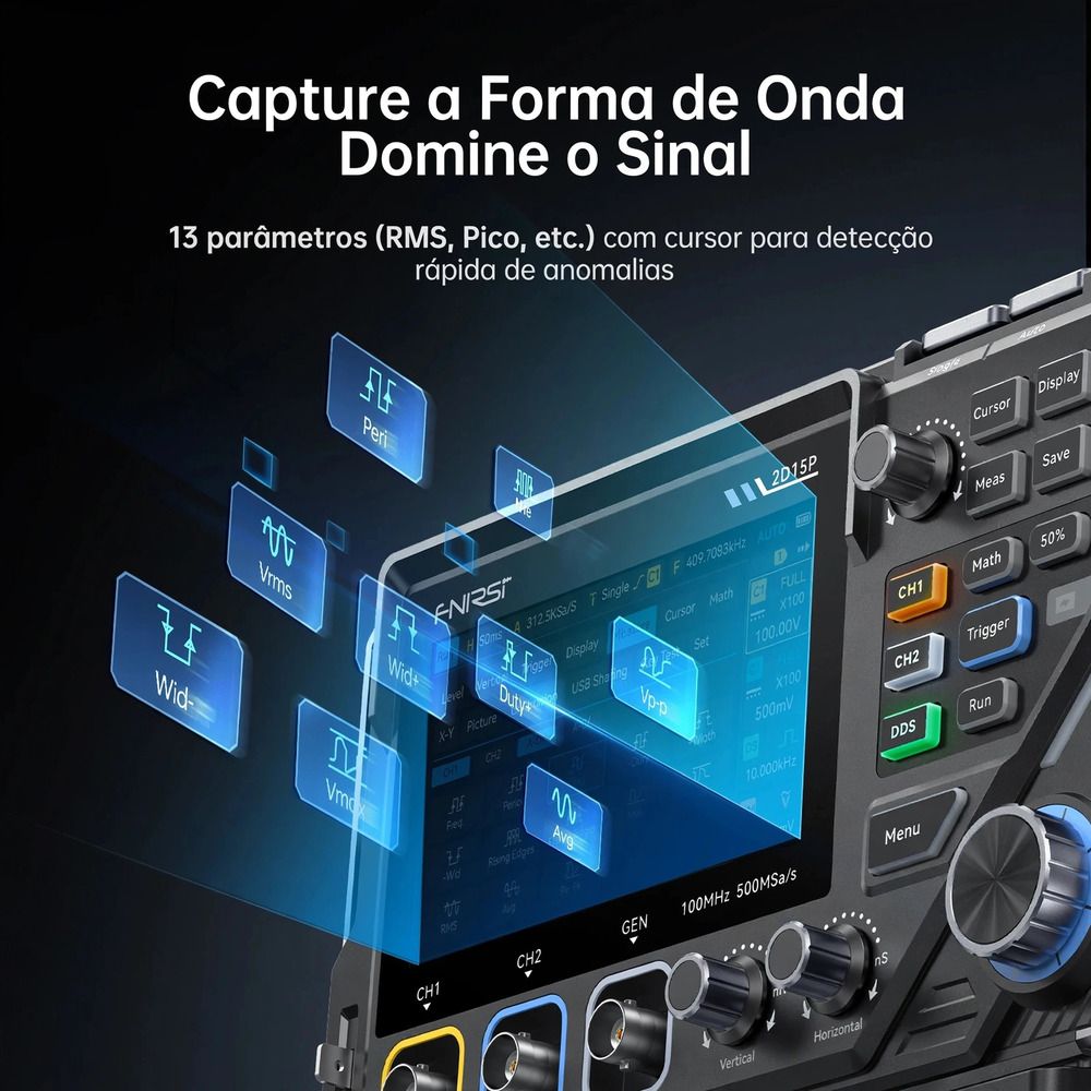 Mini Osciloscópio Digital 3 em 1 FNIRSI 2D15P
