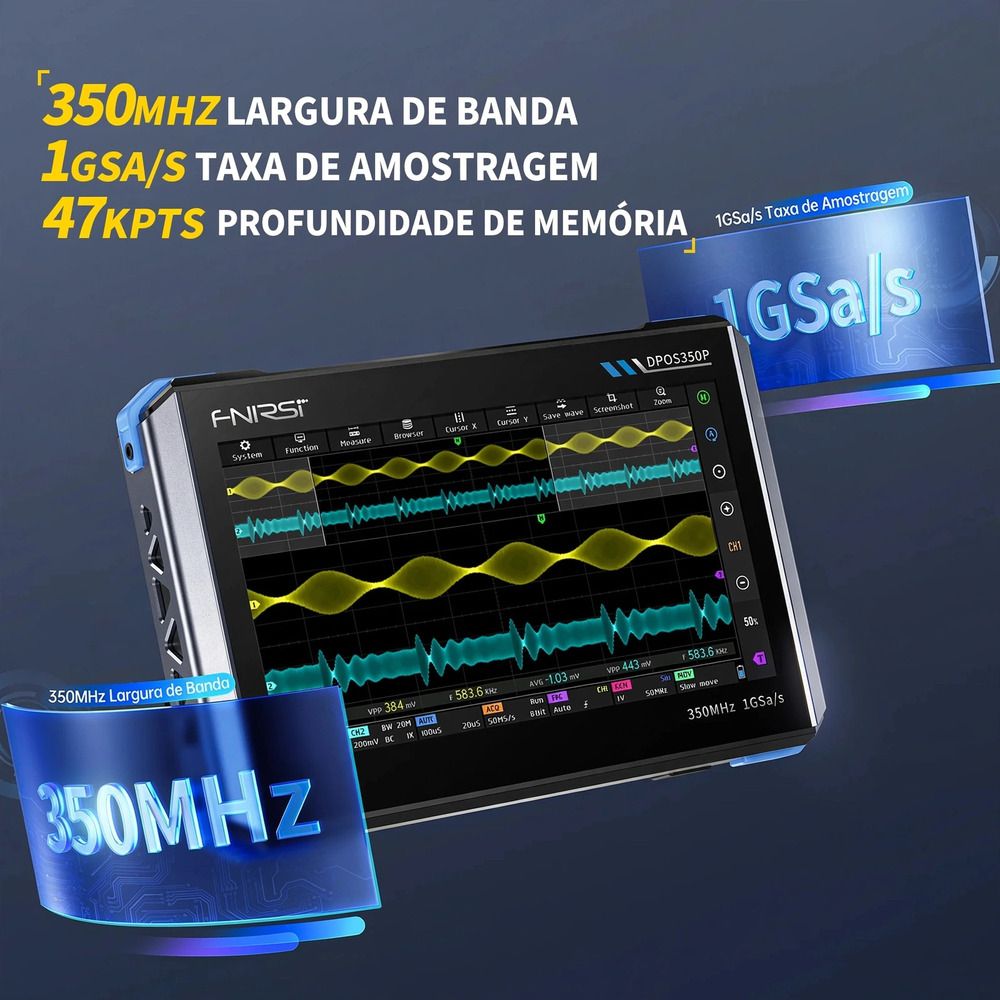 Osciloscópio Digital Tablet 4 em 1 FNIRSI DPOS350P