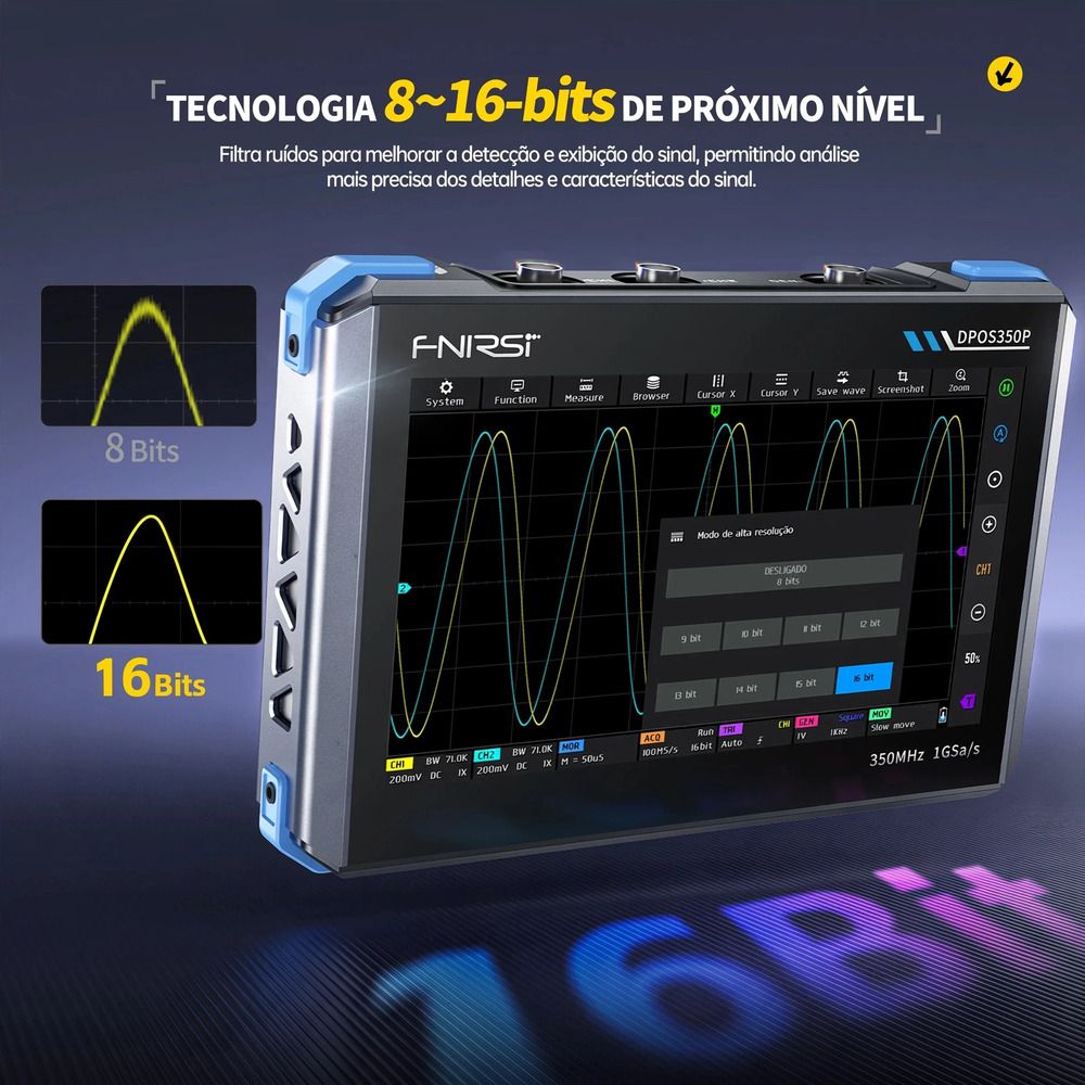 Osciloscópio Digital Tablet 4 em 1 FNIRSI DPOS350P